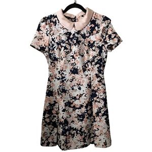 Roem‎ Floral Print Peter Pan Removable Collar Shift Dress Size US M CN 165/88A
